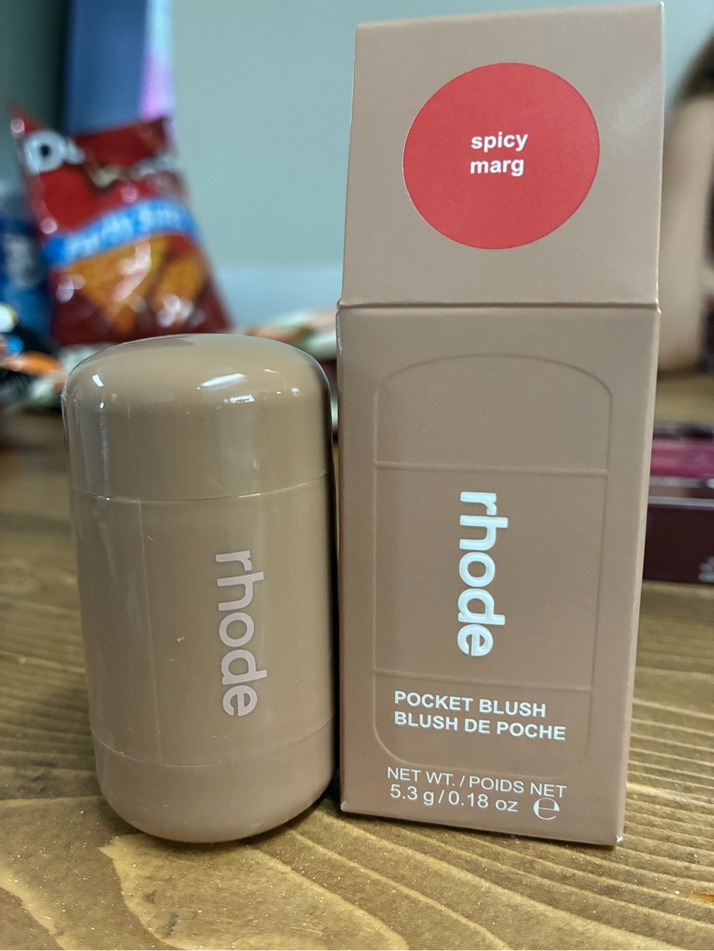 RHODE Pocket Blush — Spicy Marg coral-pink cream